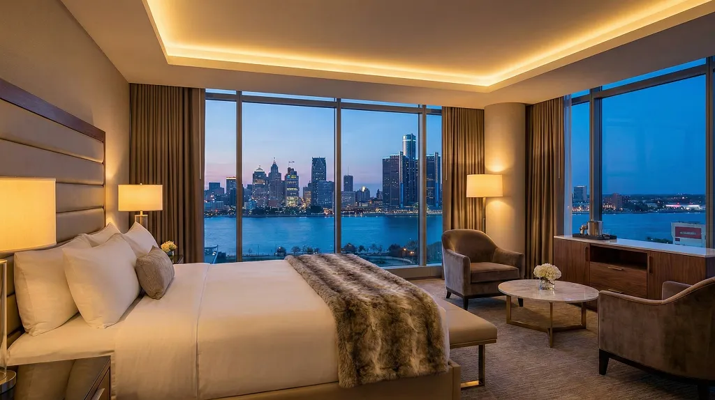 디트로이트 리버 뷰를 품은 AAA 등급의 럭셔리 호텔